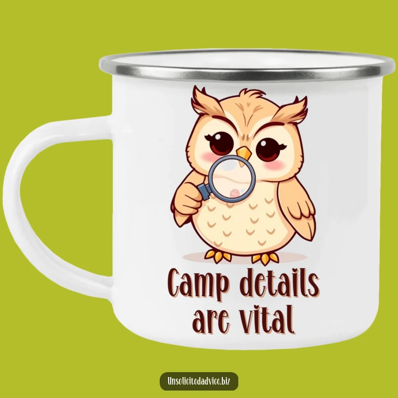 Funny Owl Magnifying Camping Mug: Adventure with Keen Insight