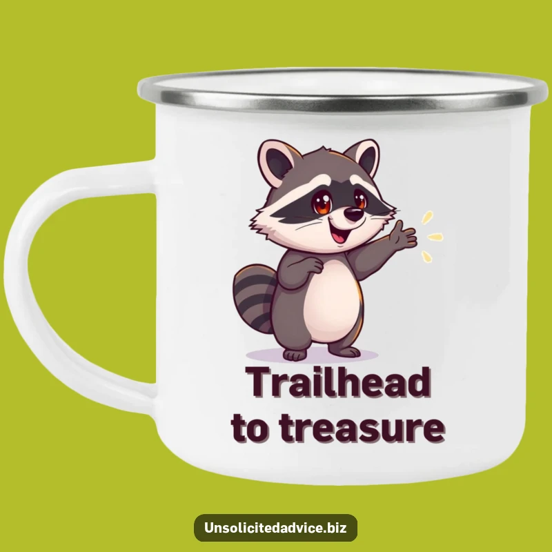 Funny Raccoon Camping Mug: Trailblazing Adventures on a Shimmering Path