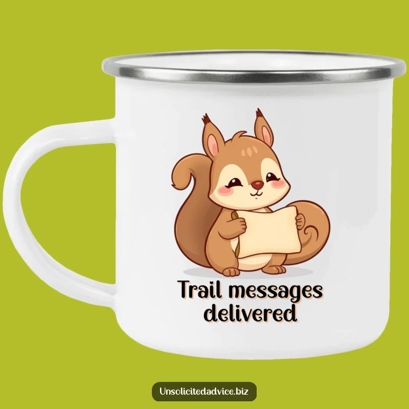 Funny Squirrel Scroll Camping Mug: Adventure with Cute Secrets
