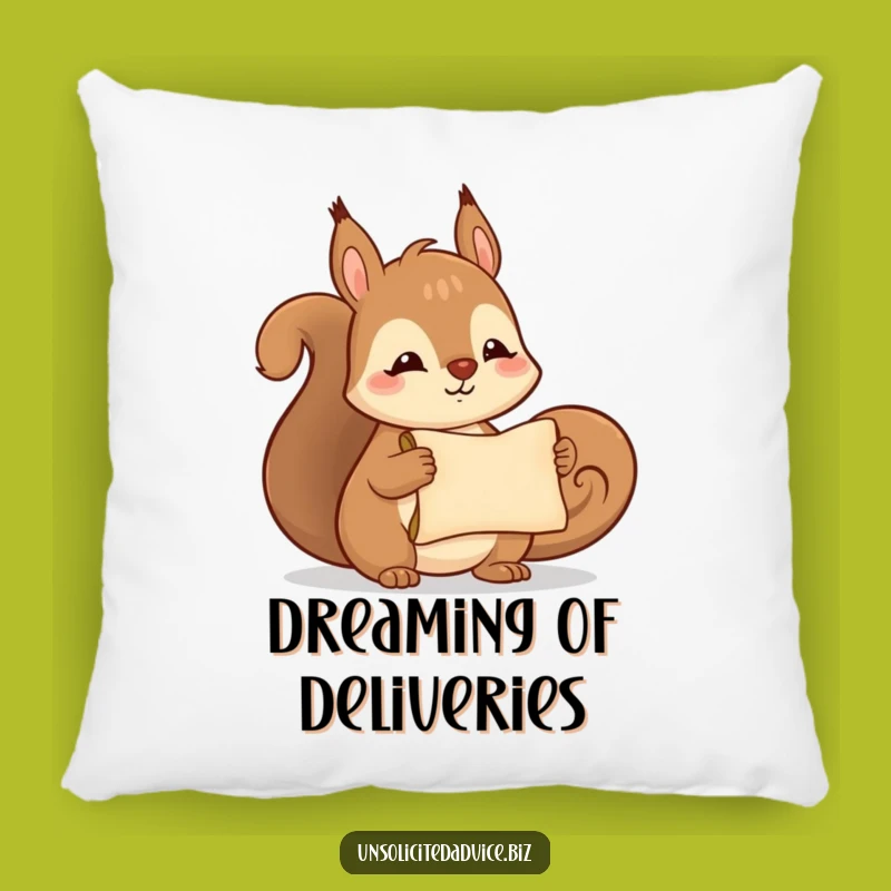 Funny Squirrel Scroll Pillow: Cozy Comfort with a Cute Messenger