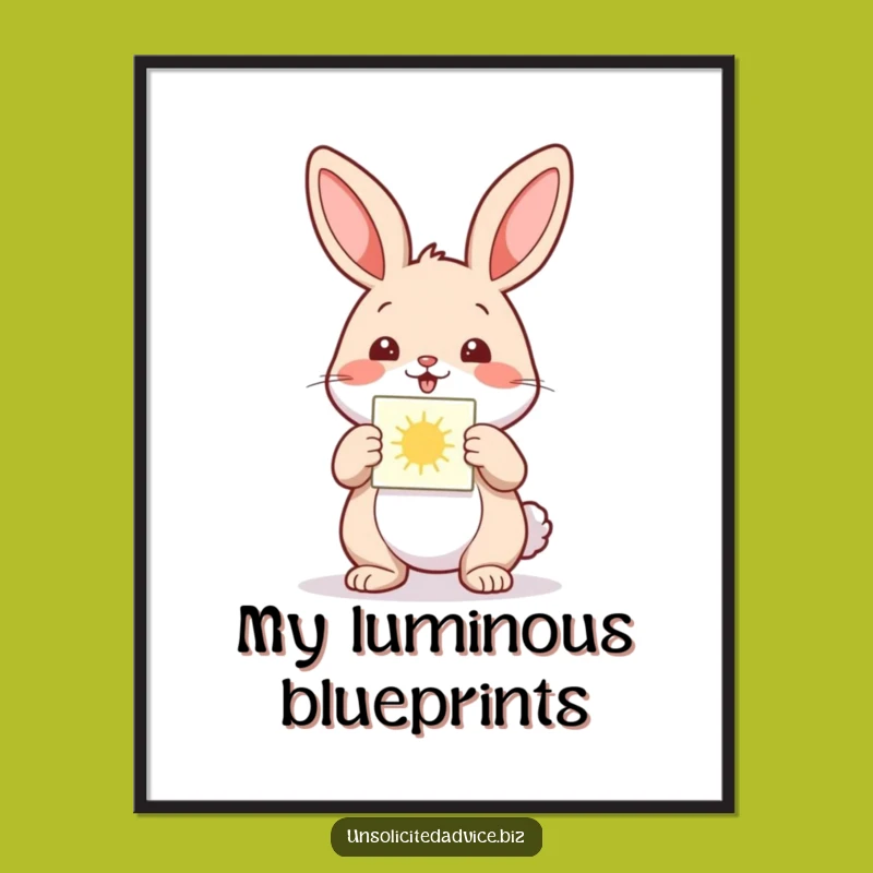 Funny Rabbit Diagram Digital Art: Happy Idea's Glowing Print