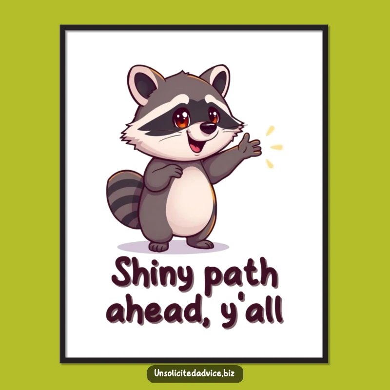 Funny Raccoon Digital Art: Shimmering Path of Enthusiasm and Dreams