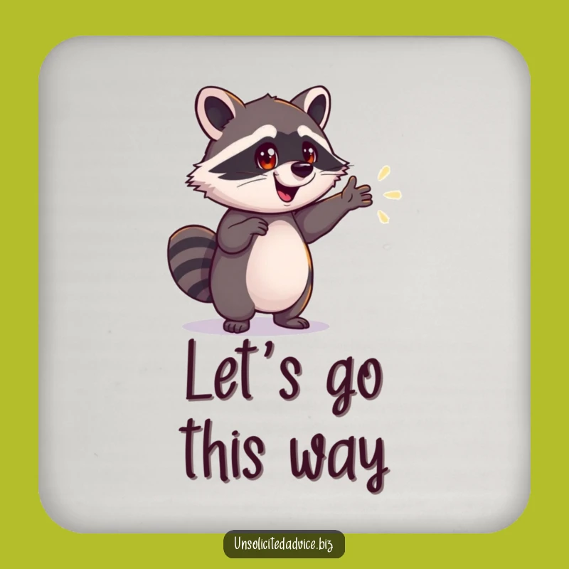 Funny Raccoon Coaster: Protect Surfaces on Your Shimmering Path Journey
