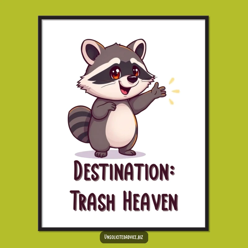 Funny Raccoon Poster: Shimmering Path of Enthusiasm and Adventure Art