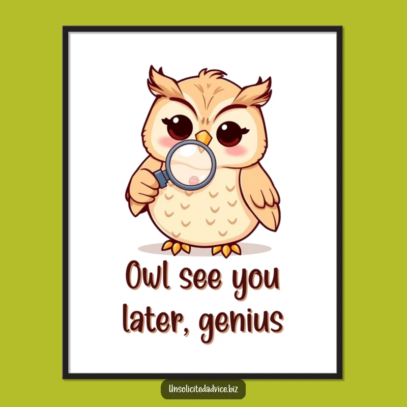 Free Printable Funny Wall Art: Owl's Investigation Whimsical Downloadable Decor