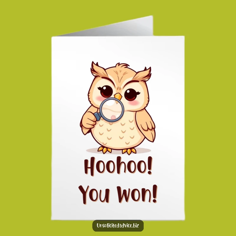 Free Printable Funny Congrats Card: Owl Examines Success Downloadable Greeting