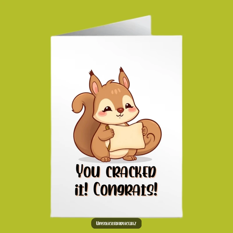 Free Printable Funny Congrats Card: Squirrel Scroll of Achievement Downloadable Greeting