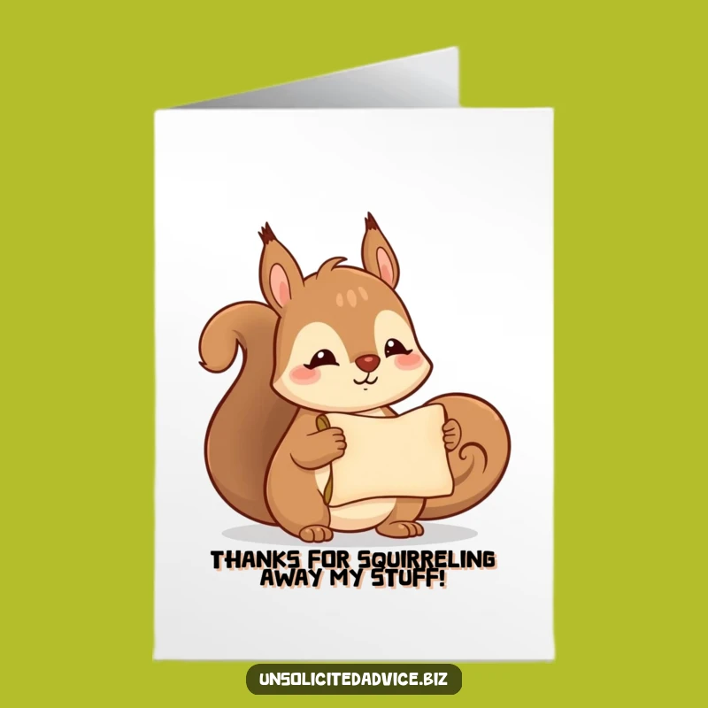 Free Printable Thank You Card: Squirrel Scroll of Gratitude Downloadable Greeting